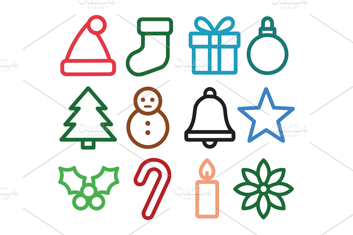 Christmas Elements Holiday Season, an Outline Icon by Vectorium Studio (Photo 1 of 2)