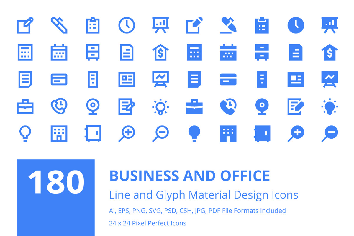 180 Business and Office Icons, an Outline Icon by Creative Stall (Photo 1 of 5)