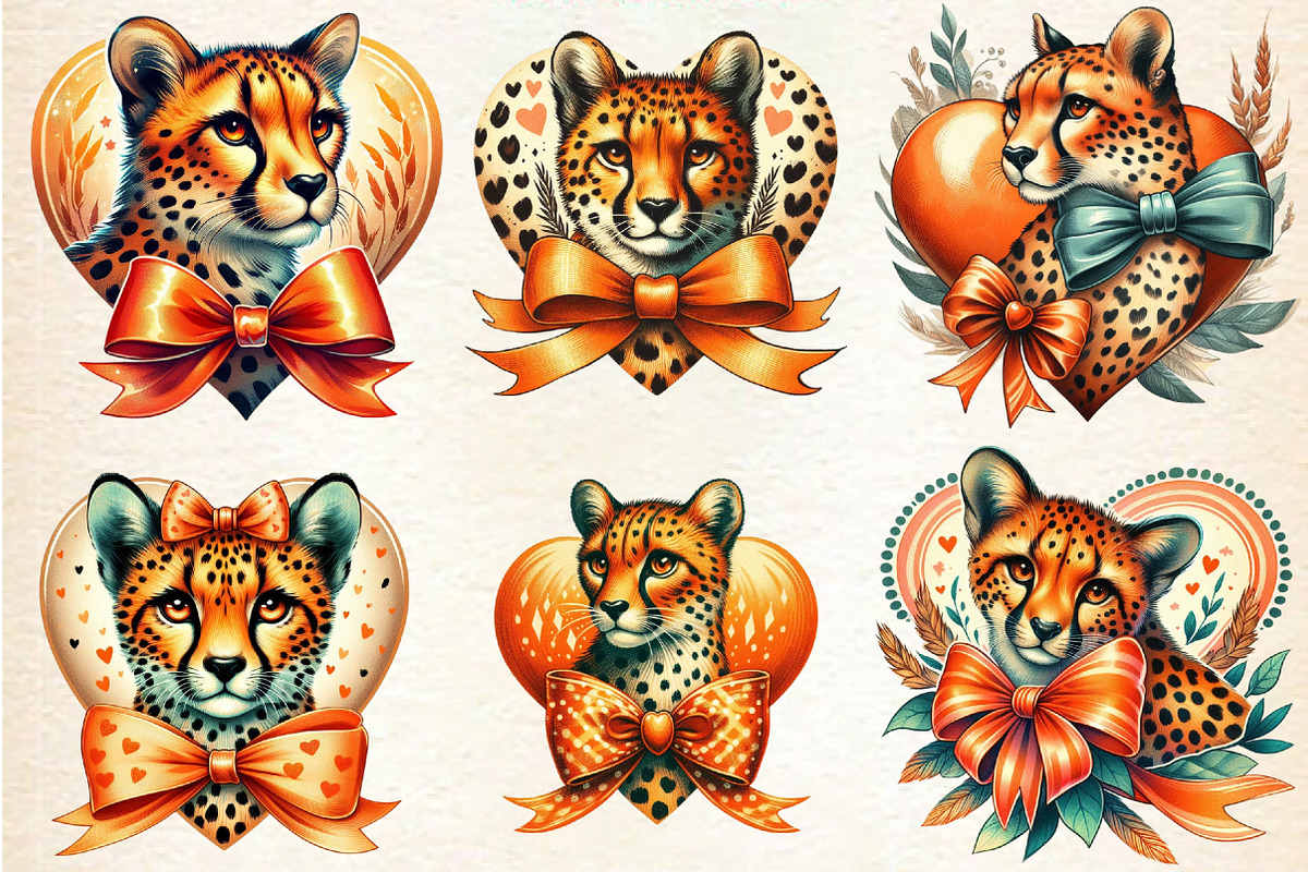 Valentine's Cheetah Clipart, an Illustration by DreamArtGraphic (Photo 3 of 6)