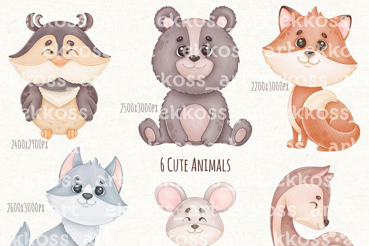 Watercolor Boho Animals Clipart, an Animal Illustration by ekossa_art (Photo 2 of 9)