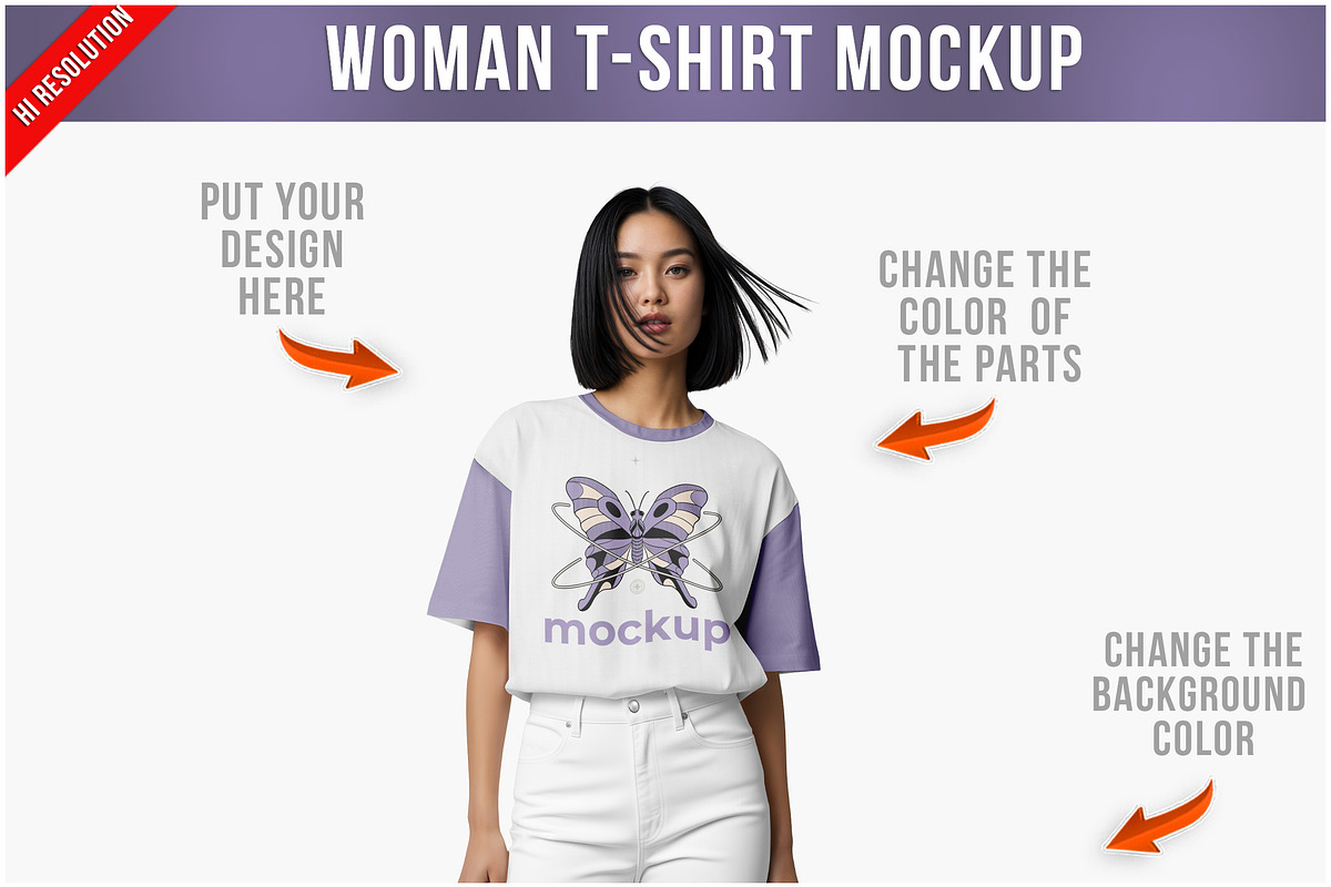 Woman In An Oversize T-shirt Moc PSD, a Shirt Mockup by Bruno's Shop (Photo 1 of 4)