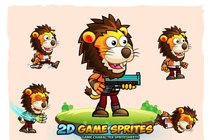 Lion Warrior 2D Game Character Sprit
