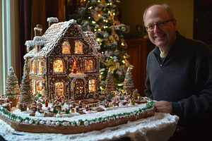 Elaborate gingerbread house built by, a Photo by Tanuart