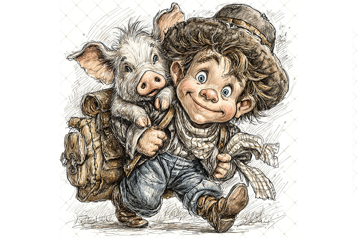 Boy and Piglet Clipart JPG, a Person Illustration by Memories By Lea (Photo 17 of 18)