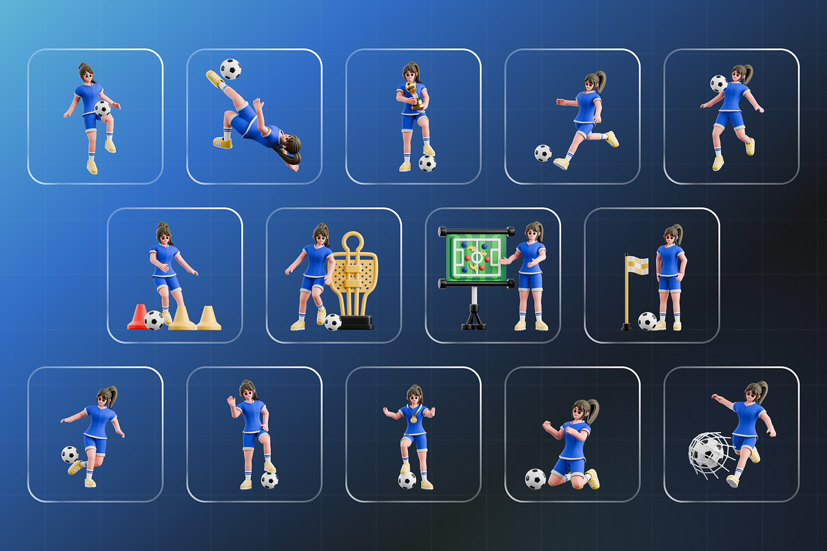 Football Women 3D Character Pack, a Characters & Person 3D Model by Haps Space (Photo 4 of 4)