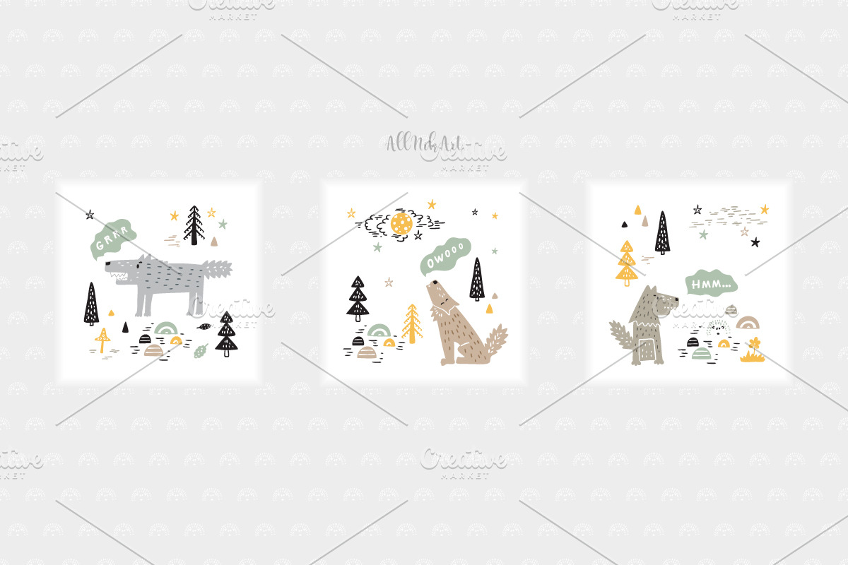 Wolf & Forest - Patterns & Posters, a Pattern Graphic by AllNikArt (Photo 2 of 8)