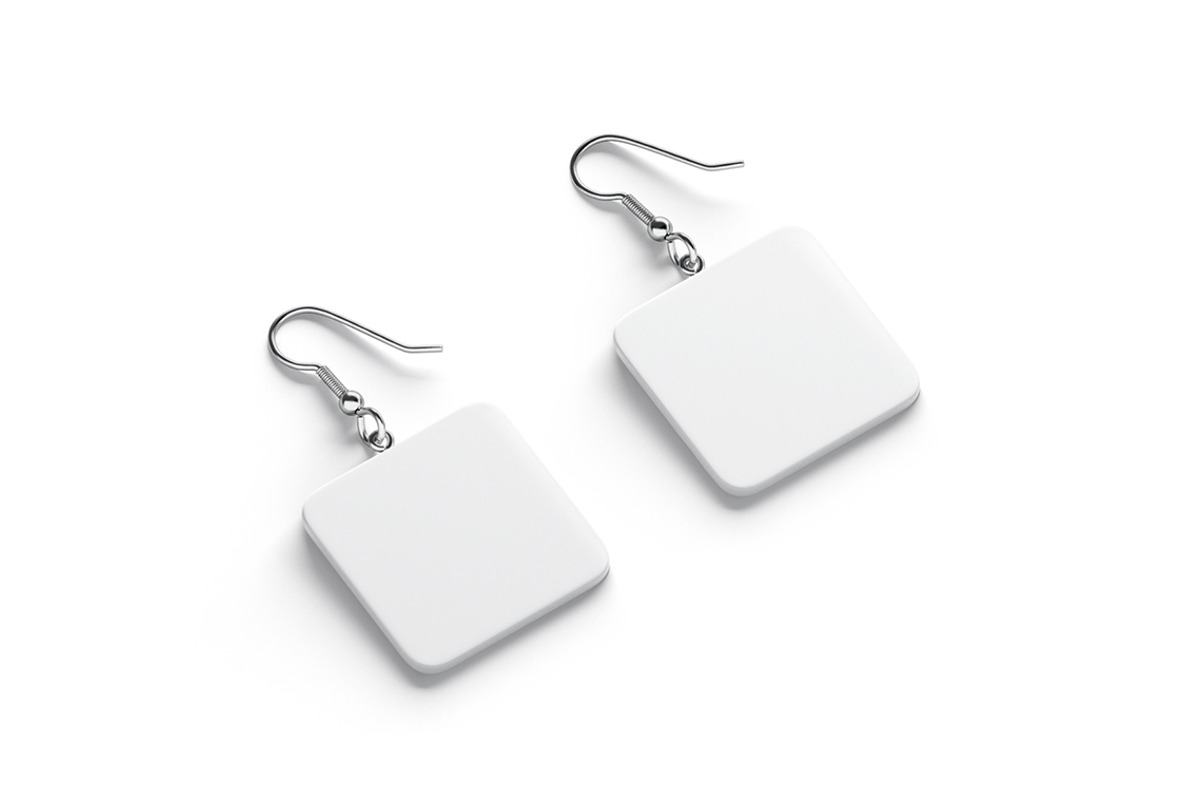 White Square Earring Pair 3D Model, an Object 3D Model by rebrandy (Photo 1 of 9)