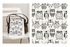 Vector Seamless Pattern With Owls