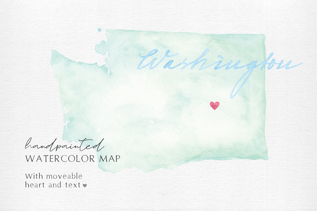 Watercolor Map of Washington, a Graphic by Beloved Paper (Photo 1 of 6)