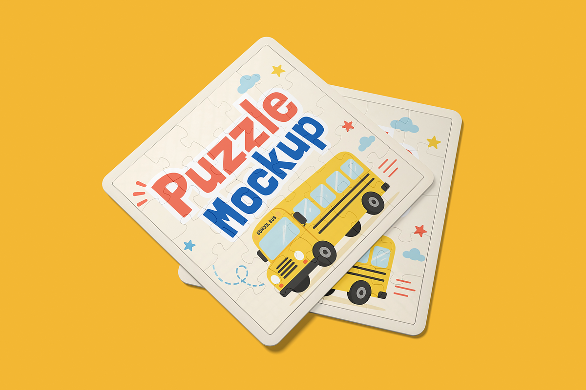 Square Puzzle Mockup Set, a Merchandise Mockup by DSNA Mockup (Photo 3 of 5)