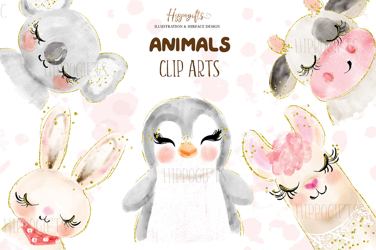 Watercolor animals cliparts, an Animal Illustration by TheHappyGiftArt (Photo 1 of 6)