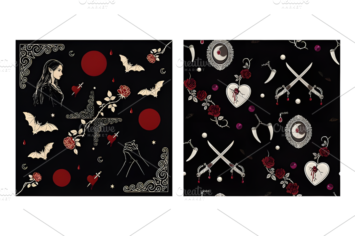Vampire Gothic Romantic Halloween, a Pattern Graphic by Coco Bloom (Photo 4 of 7)