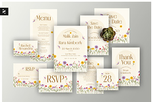 Floral Wedding Invitation Suite, a Card Template by Neermana