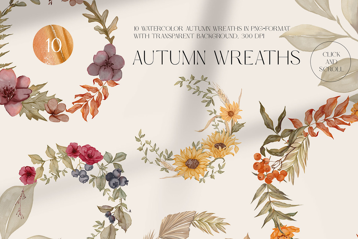 WARM AUTUMN watercolor collection, a Decorative Illustration by Yuliia Lashevska (Photo 4 of 14)
