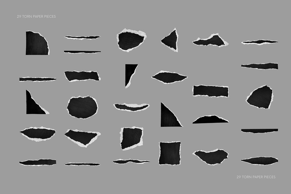 29 Black & White Ripped Paper Pieces, a Texture Graphic by Ksuview (Photo 2 of 8)