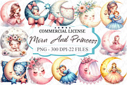 Watercolor Baby Dreamy Princess Moon, a Graphic by designcity5 (Thumbnail 1 of 5)