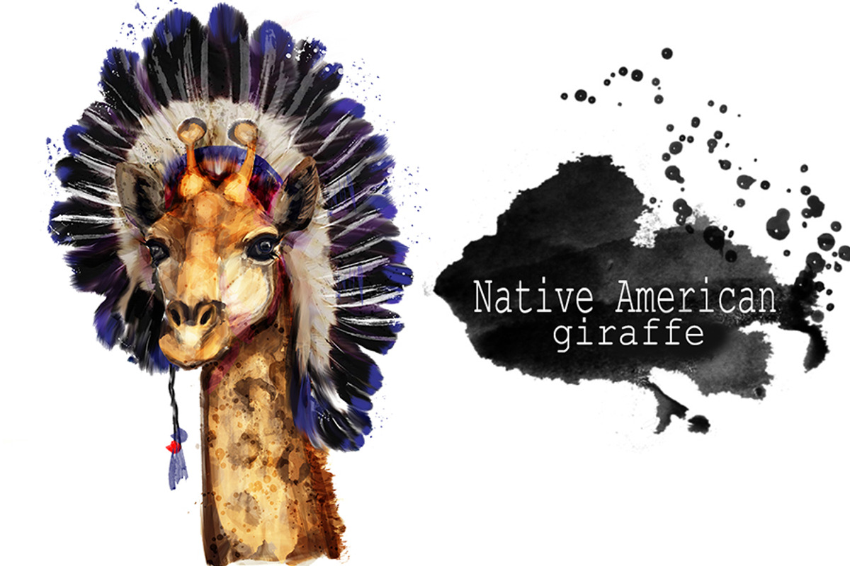 Set giraffe portraits .4 styles, an Animal Illustration by art_mouse (Photo 3 of 6)