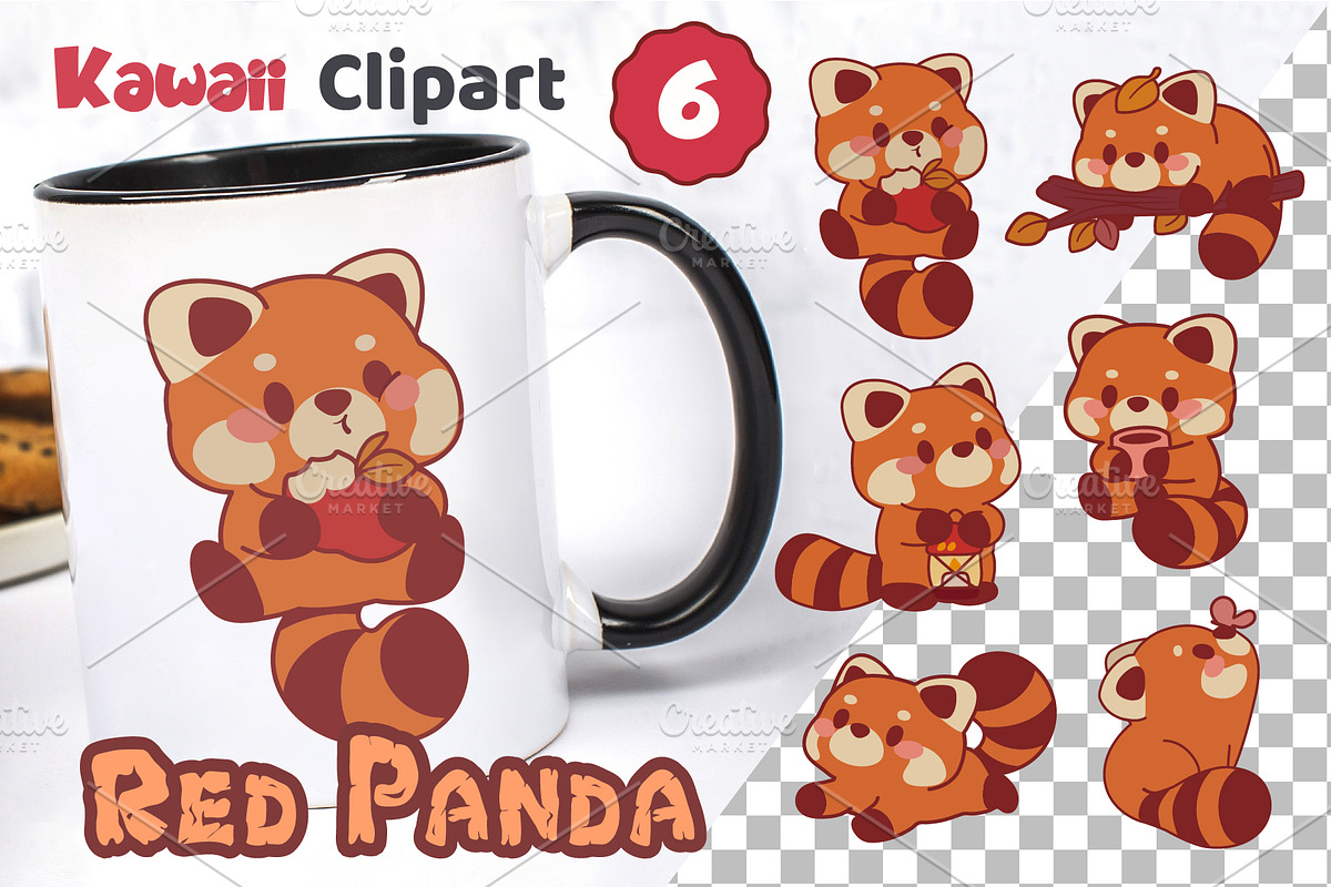 Kawaii Red Panda. T-Shirt, PNG, SVG., an Animal Illustration by KENO Mascots (Photo 2 of 8)