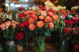 Beautiful bouquet of multicolored ro, a Photo by Tanuart