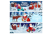 Christmas banners, Santa on scooter, an Illustration by Vector Tradition (Thumbnail 1 of 3)