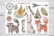 Woodland Tribal Illustration Set, an Animal Illustration by PetiteMarket (Thumbnail 2 of 3)