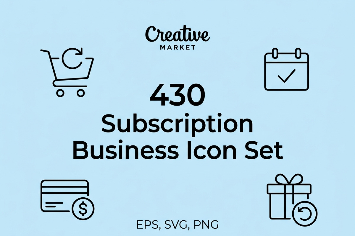 430 Subscription Business Icon Set, an Outline Icon by adenpinkstore (Photo 1 of 12)