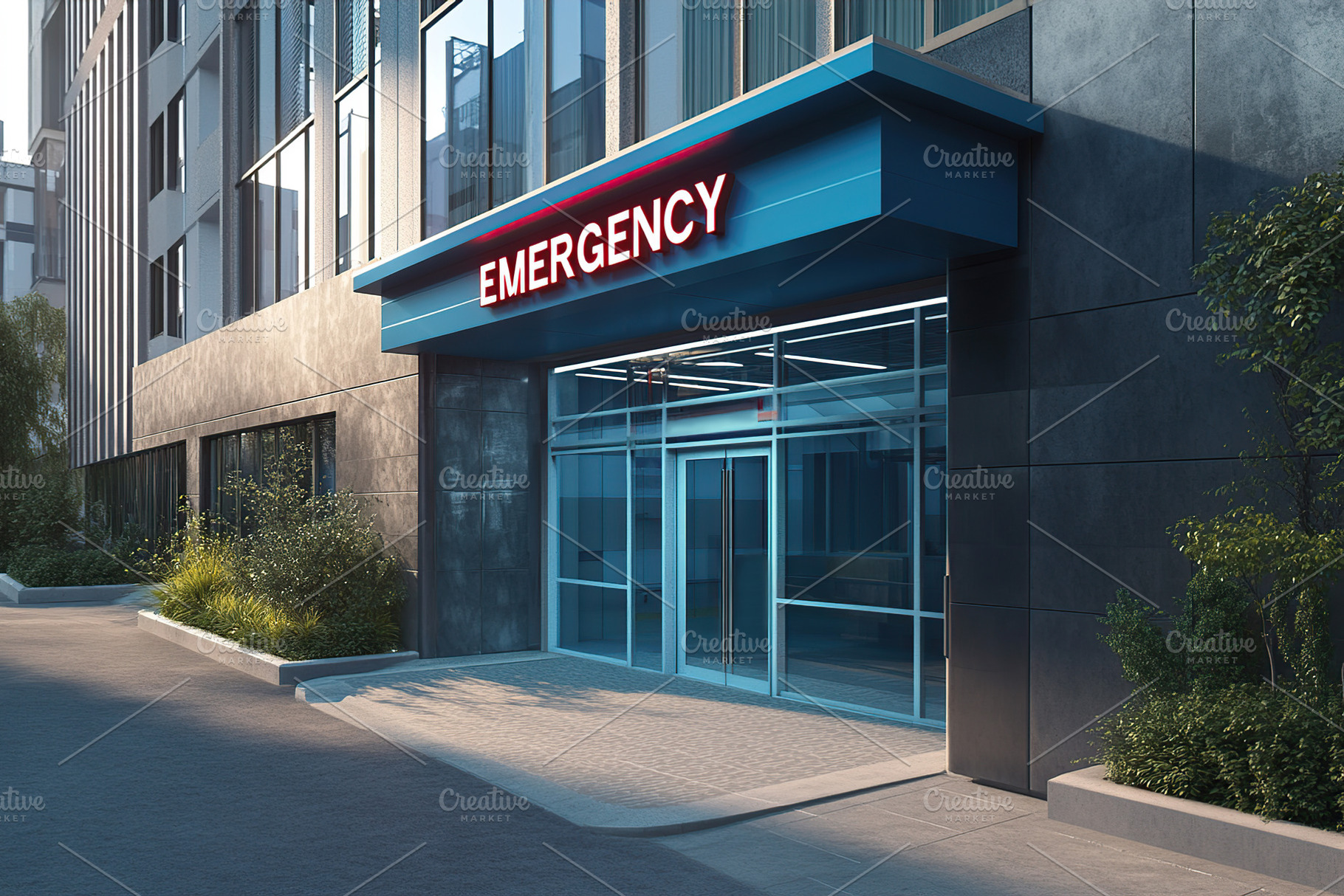 Bright red emergency signage prominently displayed outside a mod, a Photo by AlyaAnd