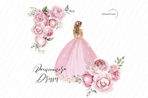 Elegant Blush Pink Princess Clipart