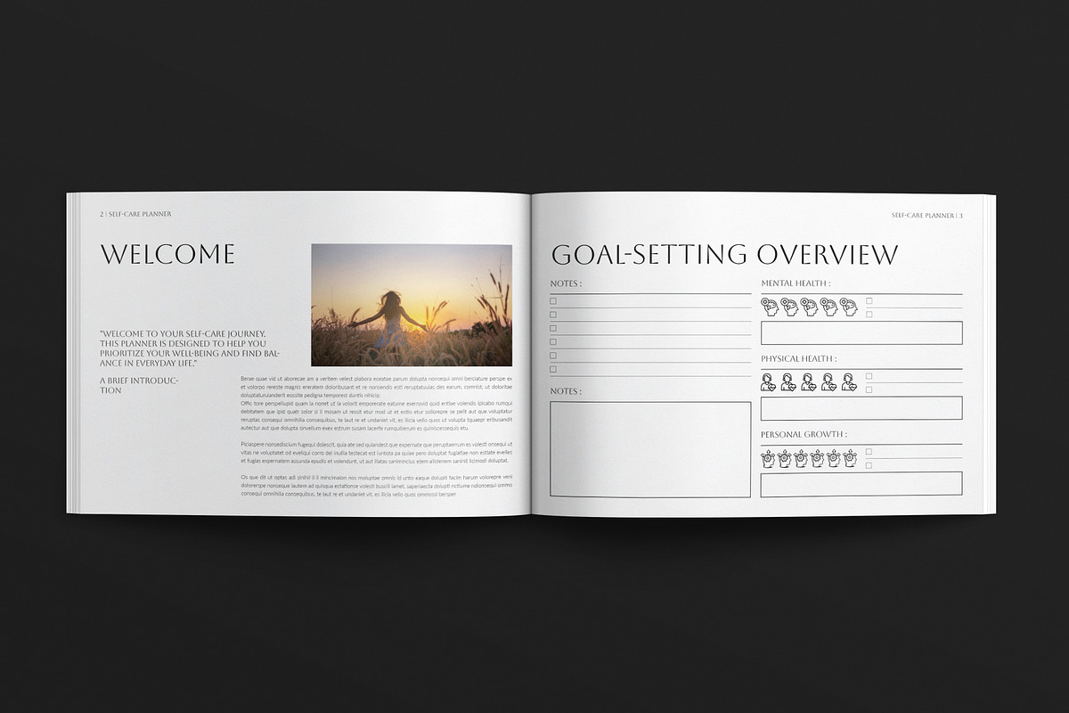 Self-Care Planner Template Landscape, a Brochure Template by E-Type (Photo 2 of 7)