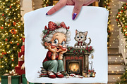 Christmas Grandma and Cat PNG, an Illustration by Craft Nest (Thumbnail 4 of 9)