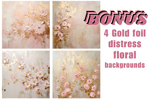 Distressed Gold Oil Painting Floral