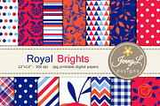 Royal Blue Floral Digital Papers, a Pattern Graphic by JennyL Designs (Thumbnail 1 of 3)