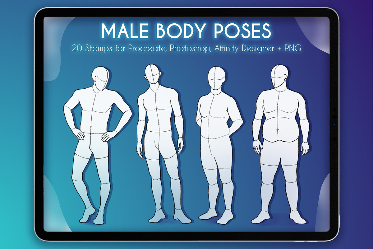 20 Realistic Male Body Poses Stamps, a Brush Add-On by SmuffizStudio (Photo 1 of 2)