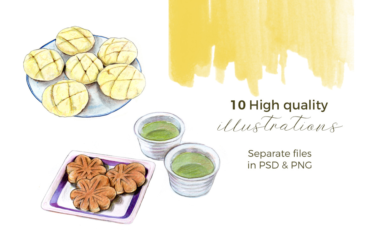 10 Traditional Japanese Dishes Set, a Food Illustration by Miriam Figueras (Photo 3 of 4)