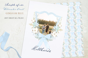 Blue Gingham Wedding Family Crest