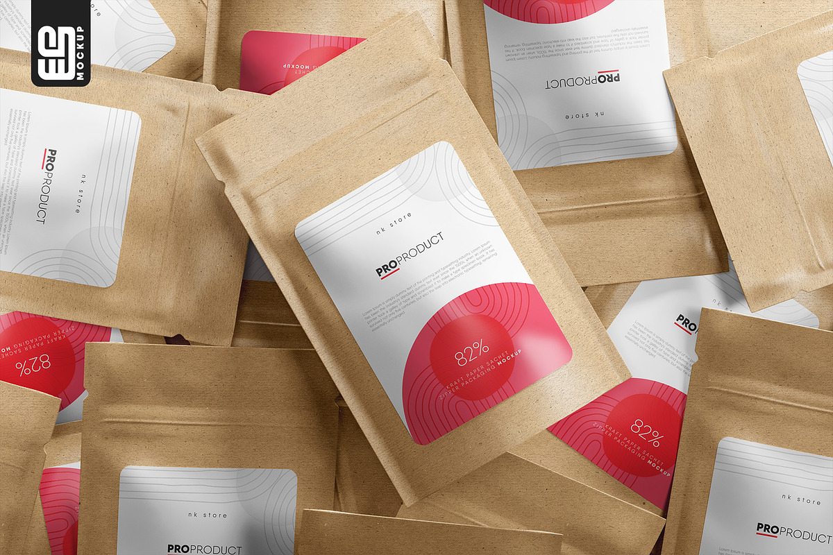 Kraft Paper Sachet Packaging Mockup, a Packaging Mockup by SD Mockup (Photo 1 of 6)