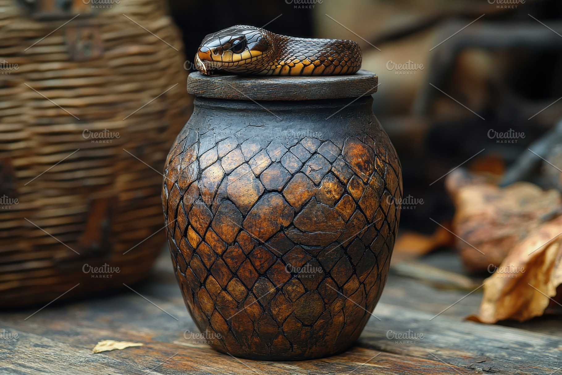 Intricately designed pottery with a, a Photo by Tanuart