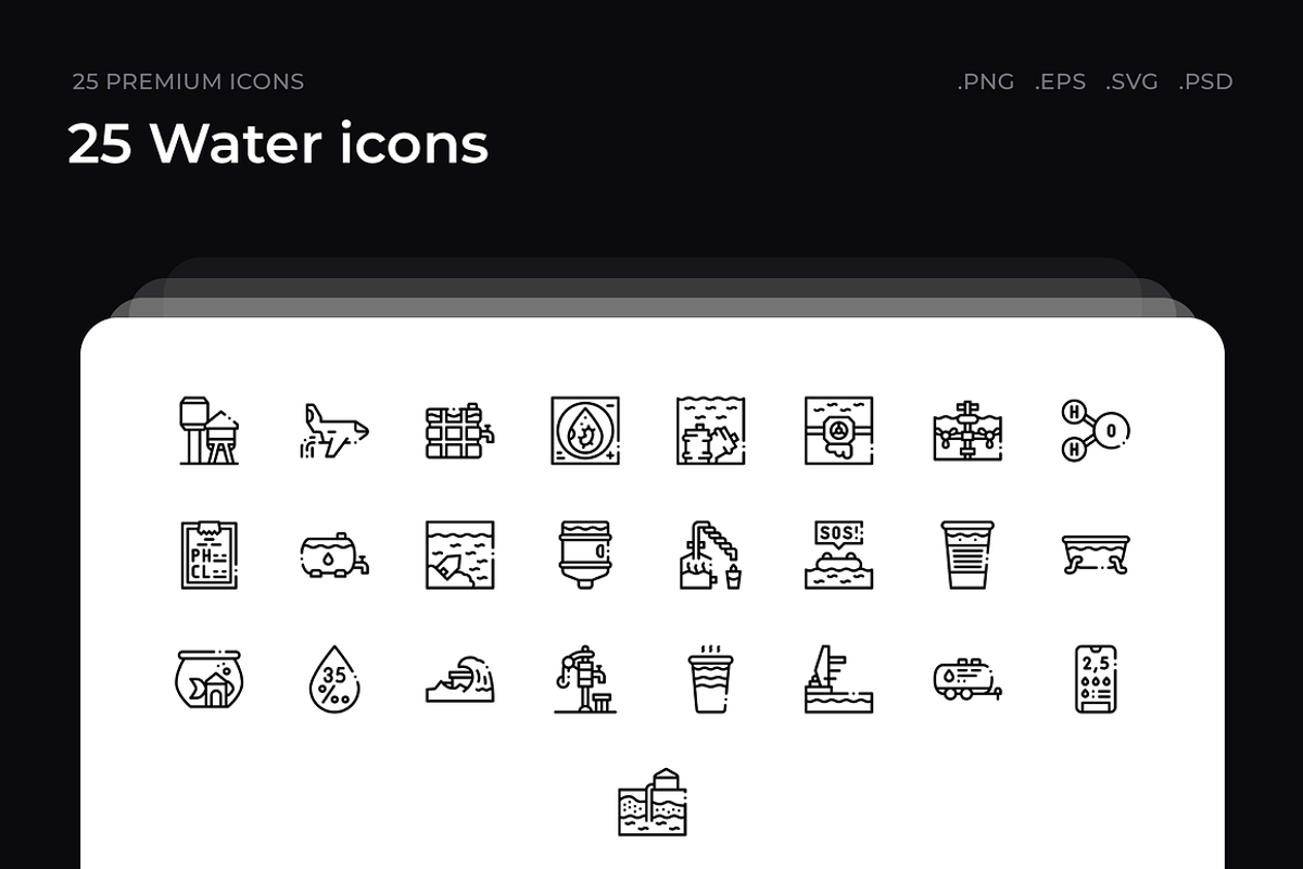 25 Water icons, an Outline Icon by Wencory