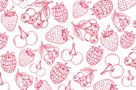 Vector hand-drawn fruits pattern