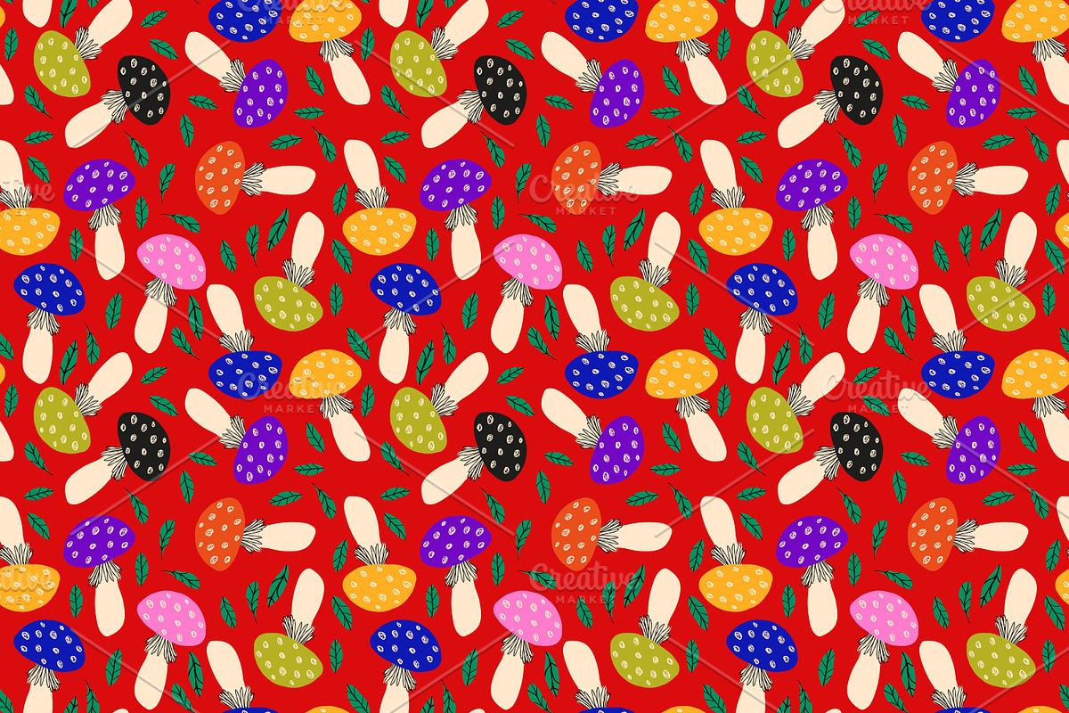 Autumn Pattern with Mushrooms, a Pattern Graphic by Art's and patterns (Photo 2 of 3)