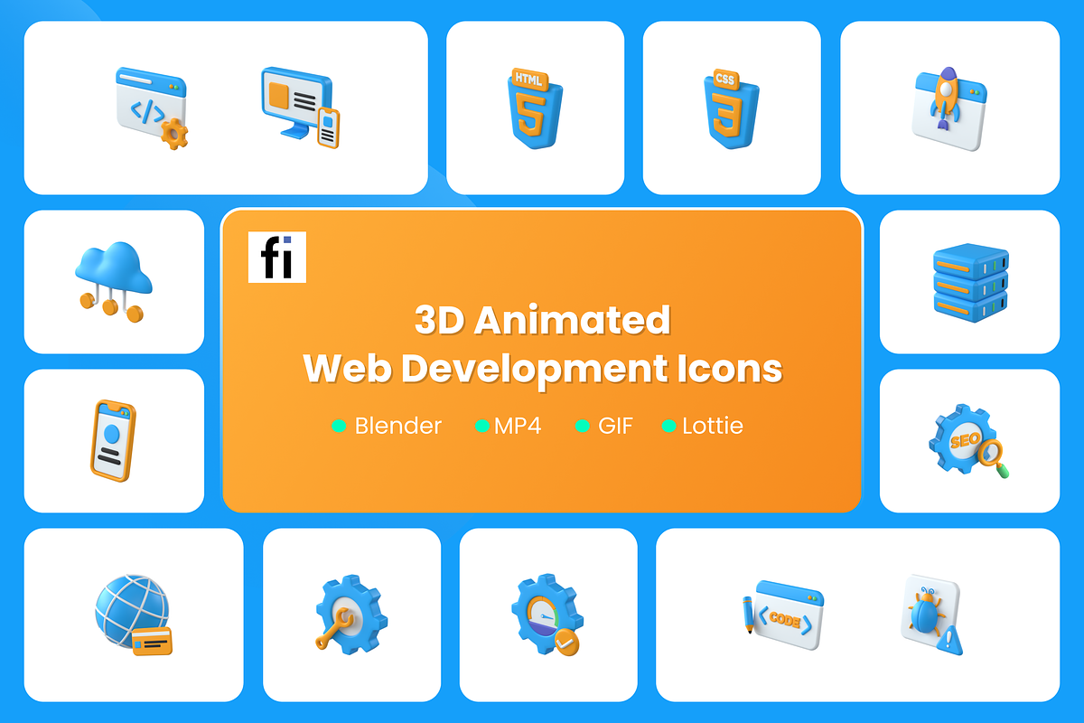 3D Animated Full-Stack Development, an Object 3D Model by Flat Icons (Photo 1 of 5)