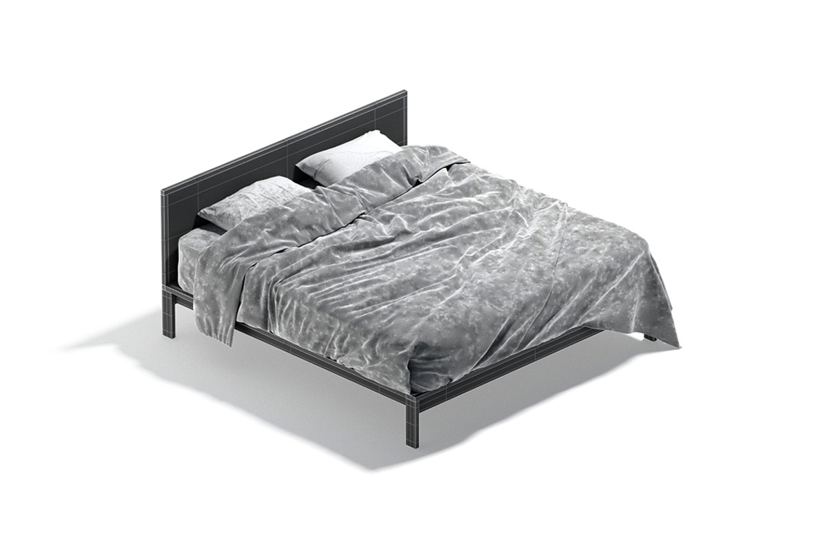 Brown Wooden Double Bed 3D Model, an Object 3D Model by rebrandy (Photo 9 of 10)