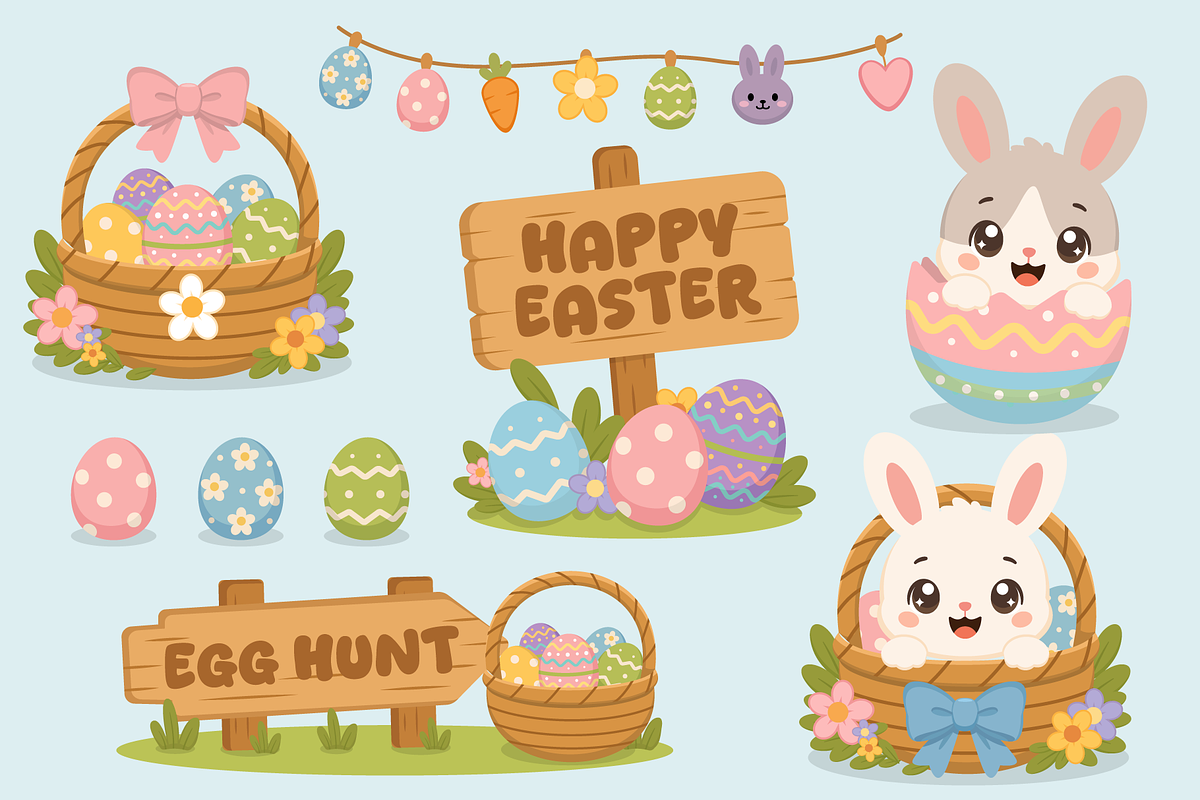 Easter Bunny and Egg Collection Set, a Seasonal Illustration by Artpon Illustration (Photo 1 of 3)