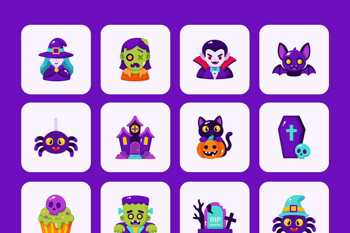 110 Halloween Flat Bundle Icons, an Emoji Icon by Prosymbols (Photo 10 of 11)
