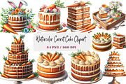 Watercolor Carrot Cake Clipart, a Seasonal Illustration by DreamArtGraphic (Thumbnail 1 of 4)