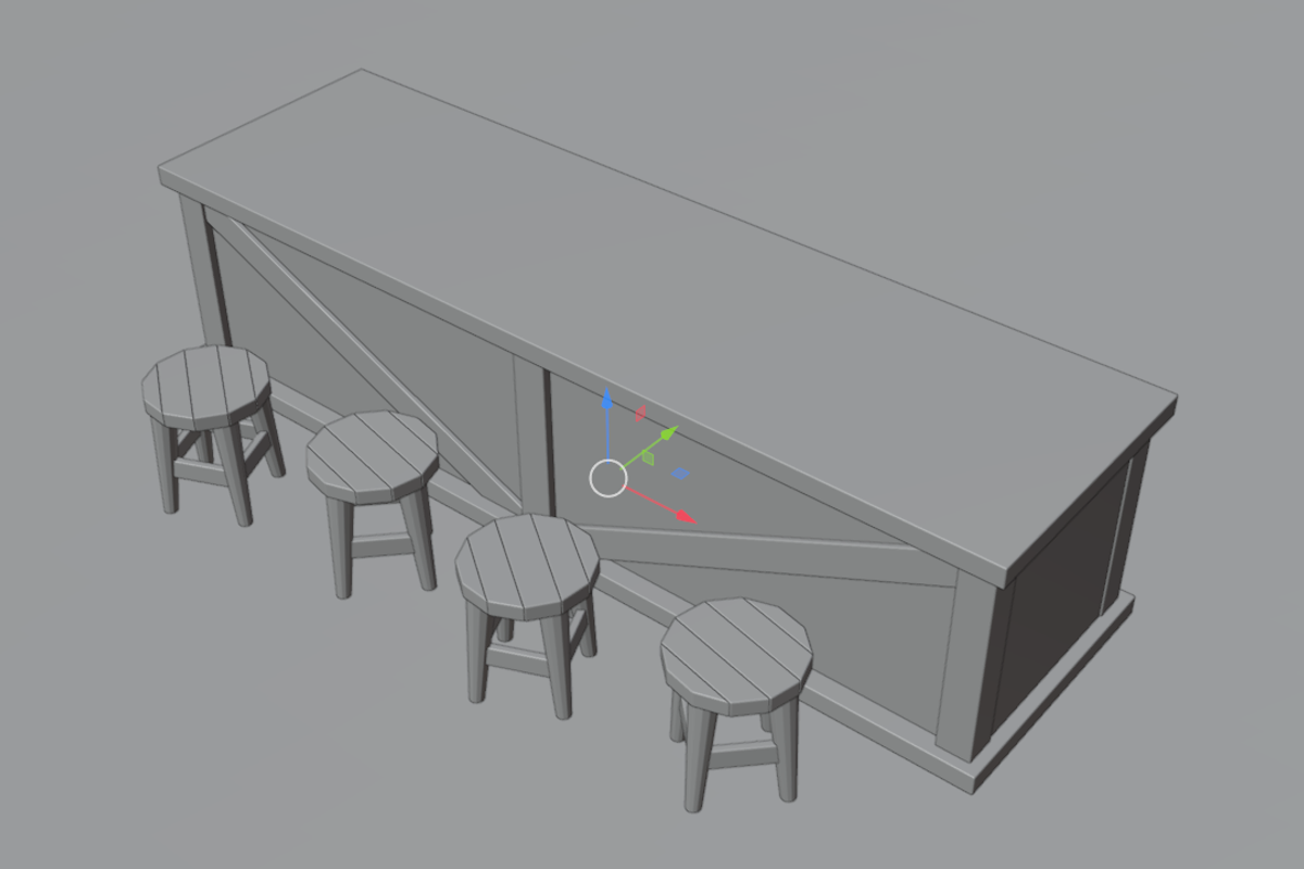3D Wooden Tavern Bar Counter, a Furniture 3D Model by Dudukbersama (Photo 2 of 2)