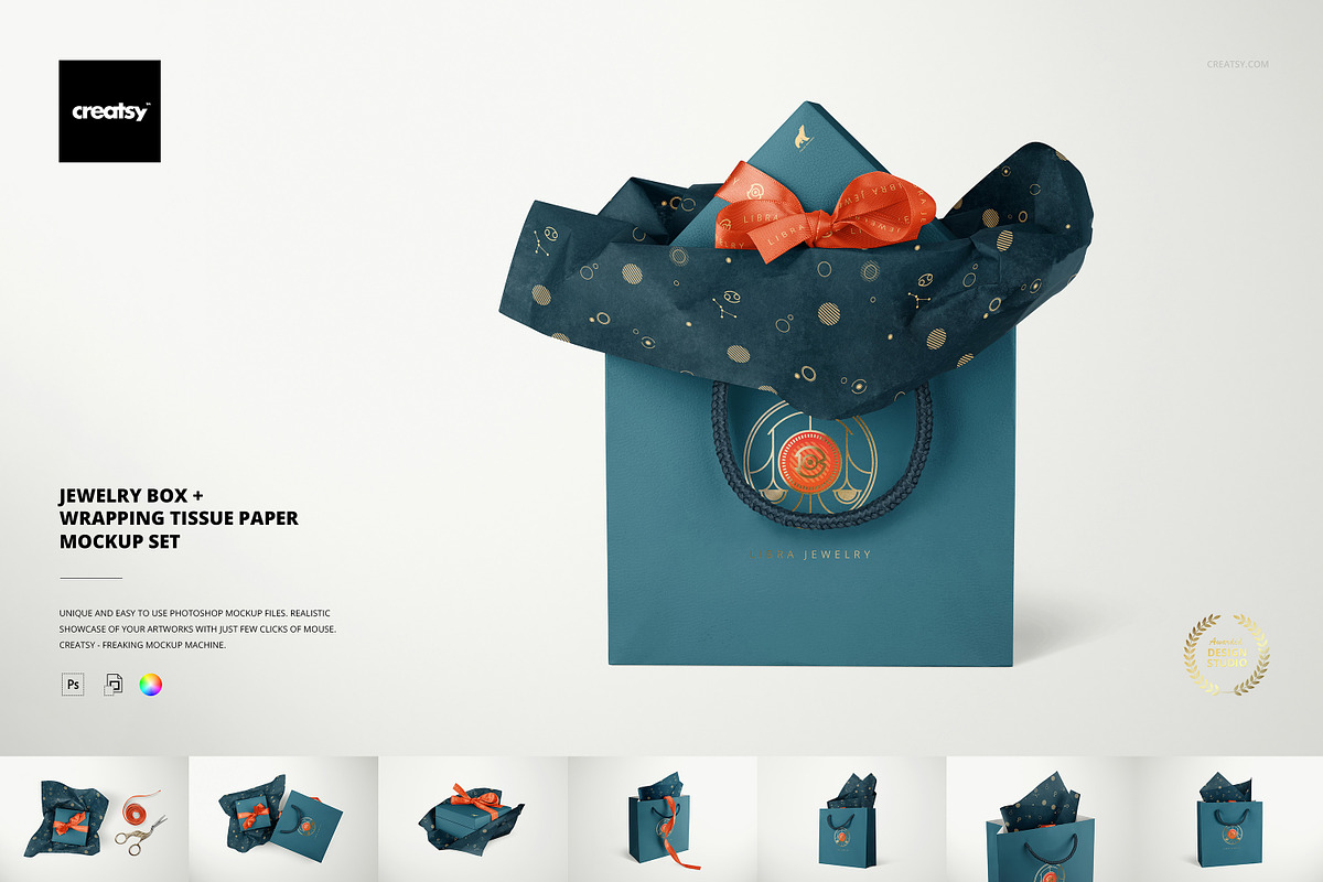 Jewelry Wrapping Tissue Paper Mockup, a Pens & Pencil Mockup by creatsy5 (Photo 1 of 14)