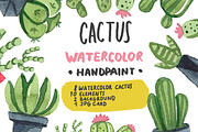 Watercolor cactus set, an Illustration by bosmoll (Thumbnail 1 of 7)