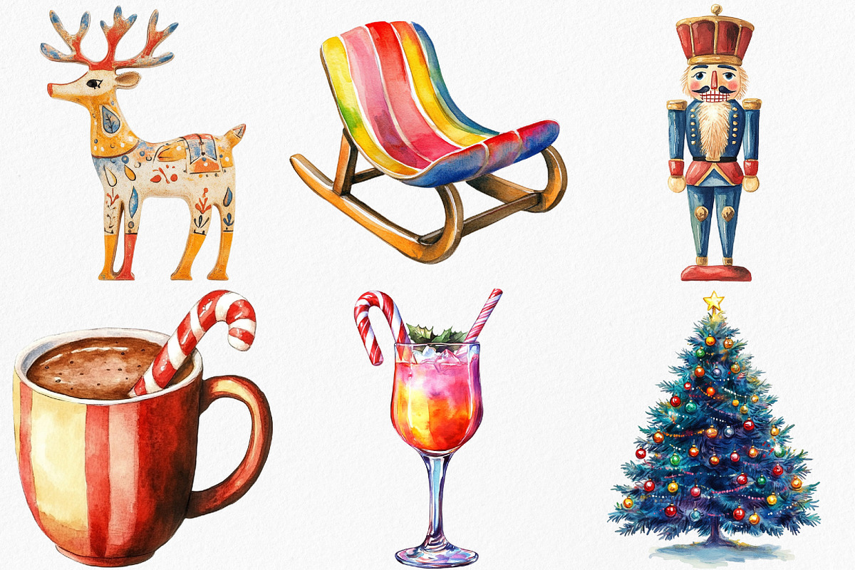Retro 50's Christmas Clipart, an Illustration by Canvas Craft (Photo 2 of 7)