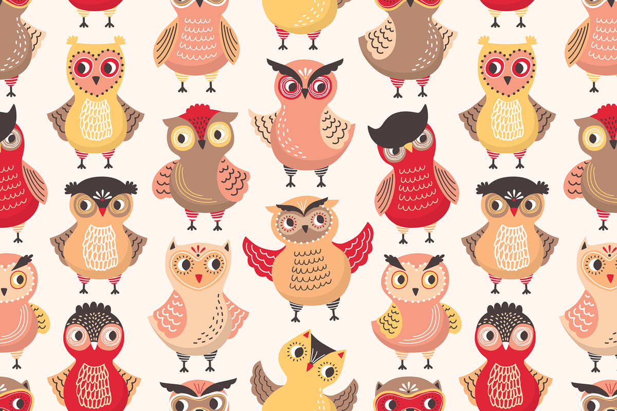 Cute owls seamless patterns, a Pattern Graphic by Good Studio (Photo 6 of 10)
